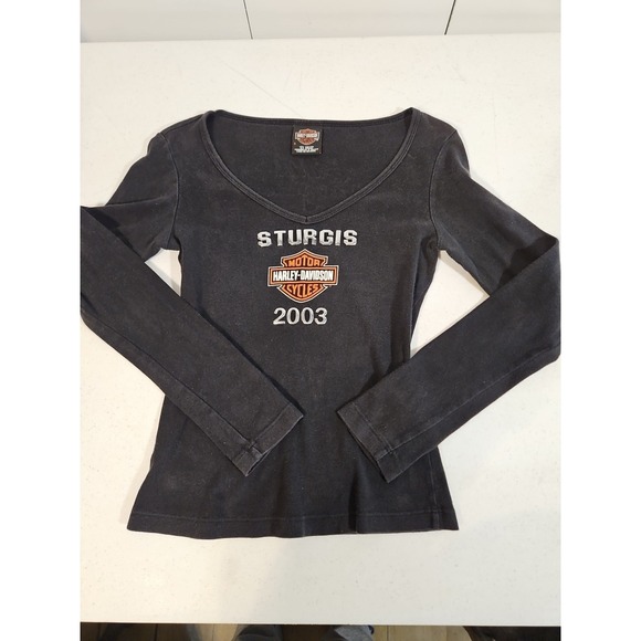 Harley-Davidson Tops - Harley Davidson Small Black Long Sleeve Womens Sturgis 2003 South Dakota (1404